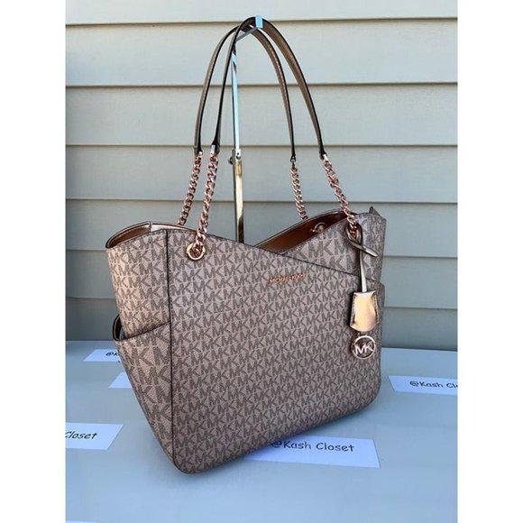 Michael Kors Purse Large Jet set Xchain Shoulder Bag Rose Gold - Picture 2 of 12